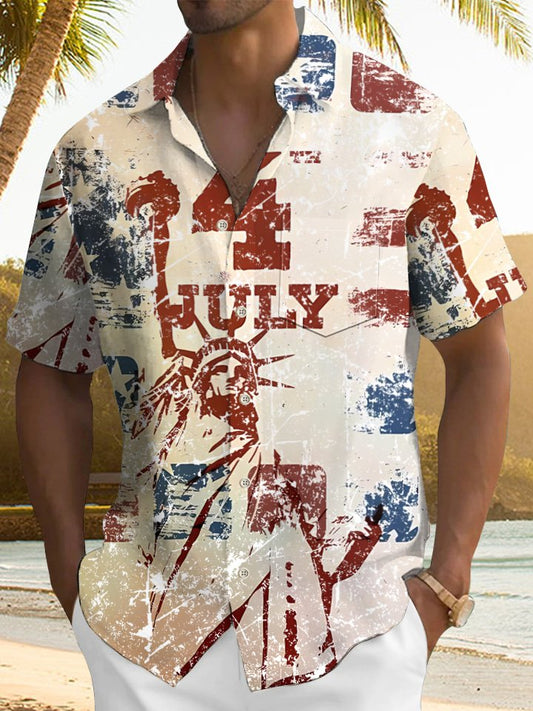 Hawaiian Shirt / Adults / S Summer Flag Independence Day Casual Beach Vacation Hawaiian Shirt