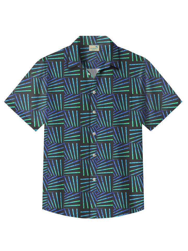 Summer Geometric Line Fluorescent Pattern Casual Vacation Hawaiian Shirt