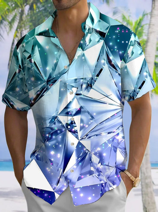 Hawaiian Shirt / Adults / S Summer Geometric Pattern 3D Art Crystal Casual Vacation Hawaiian Shirt