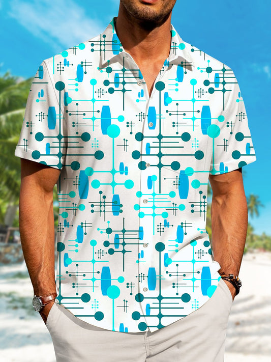 Hawaiian Shirt / Adults / S Summer Geometric Pattern Polka Dot Lines Casual Vacation Hawaiian Shirt