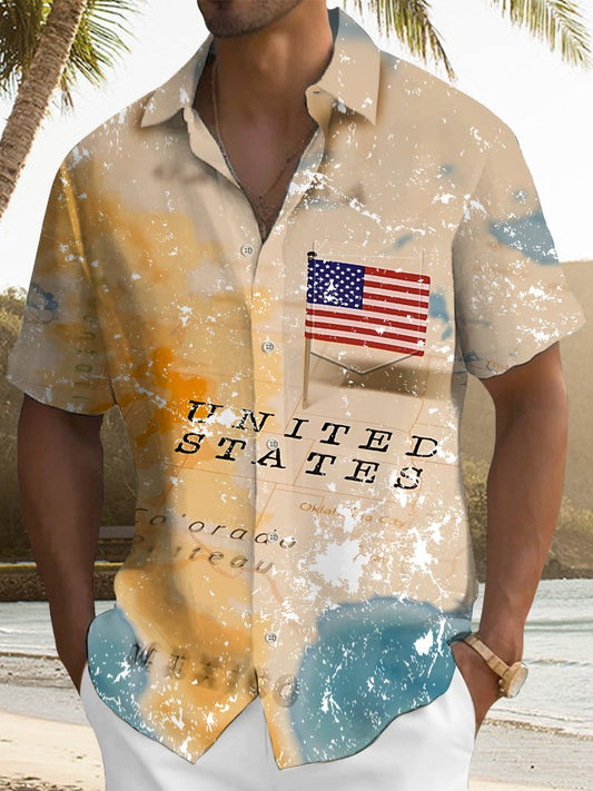 Hawaiian Shirt / Adults / S Summer Holiday Flag Independence Day Casual Vacation Hawaiian Shirt