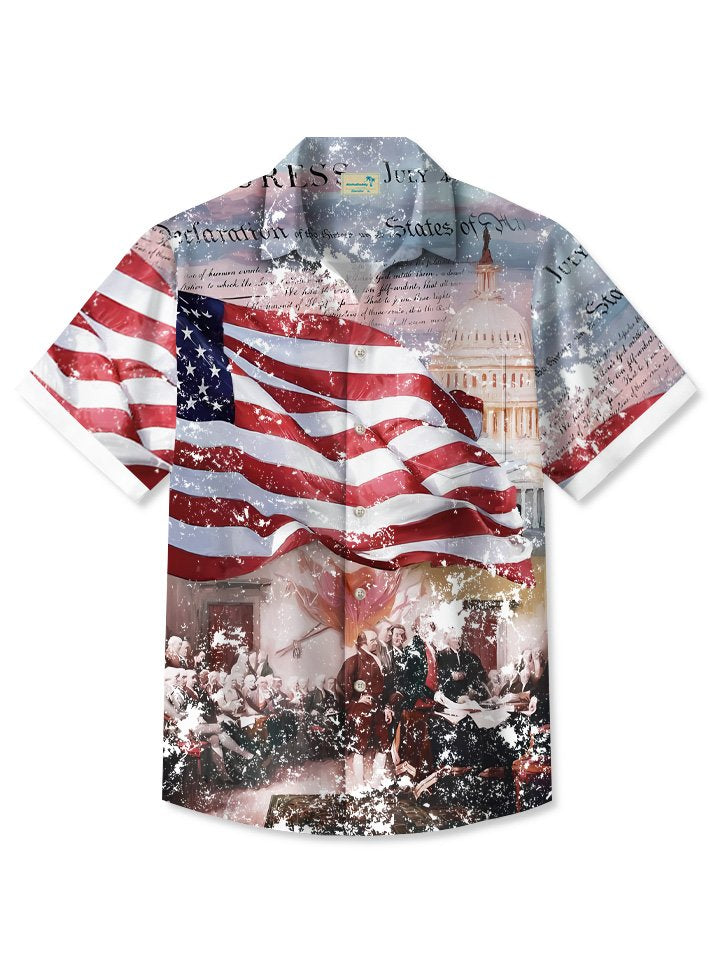 Summer Holiday Independence Day Flag Retro Casual Vacation Hawaiian Shirt