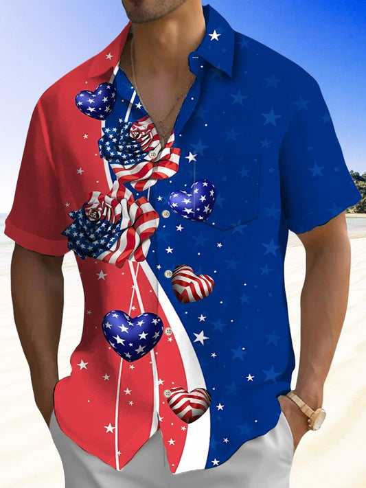 Hawaiian Shirt / Adults / S Summer Independence Day Holiday Flag Casual Vacation Hawaiian Shirt