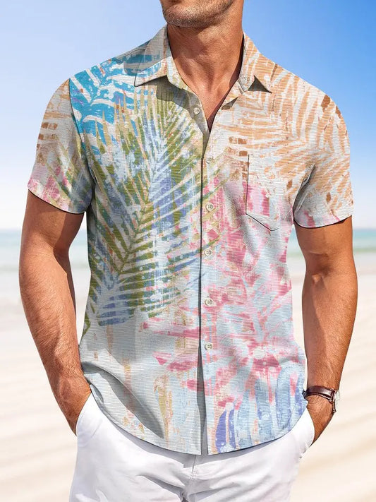 Hawaiian Shirt / Adults / S Summer Leaves Cool Beach Casual Vacation Hawaiian Shirt