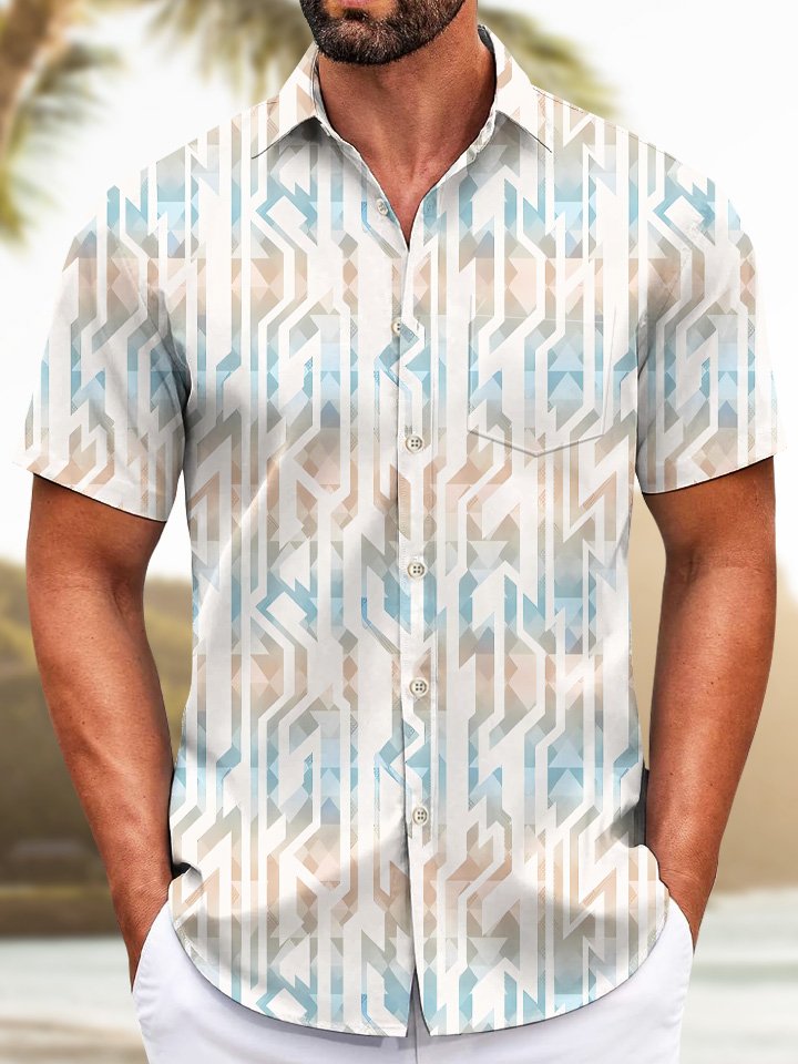 Summer Line Gradient Casual Vacation Hawaiian Shirt
