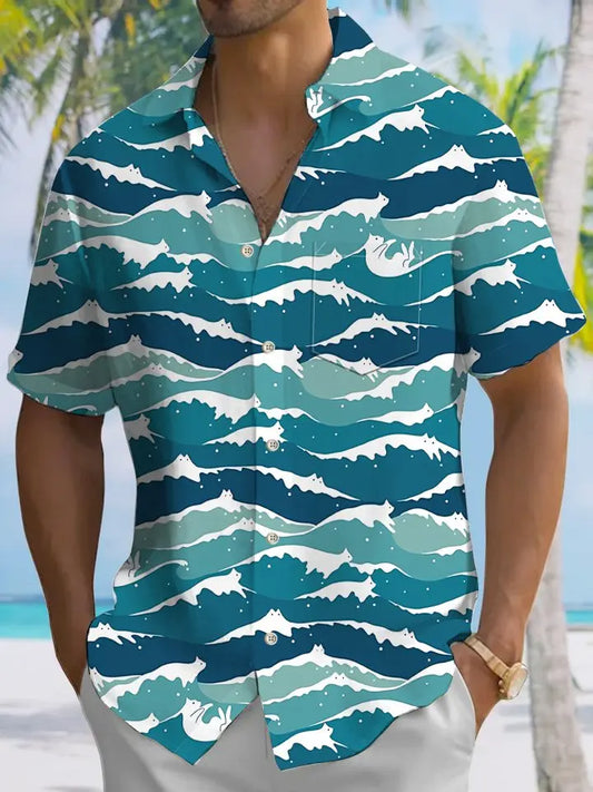 Hawaiian Shirt / Adults / S Summer Ocean Waves Animal Casual Vacation Hawaiian Shirt