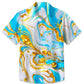 Summer Oil Painting 3D Stereo Art Button Casual Vacation Men's Hawaiian Shirt
