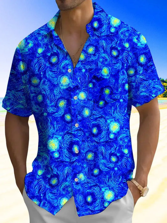 Hawaiian Shirt / Adults / S Summer Oil Painting Gradient Color Contrast Color Beach Casual Vacation Hawaiian Shirt