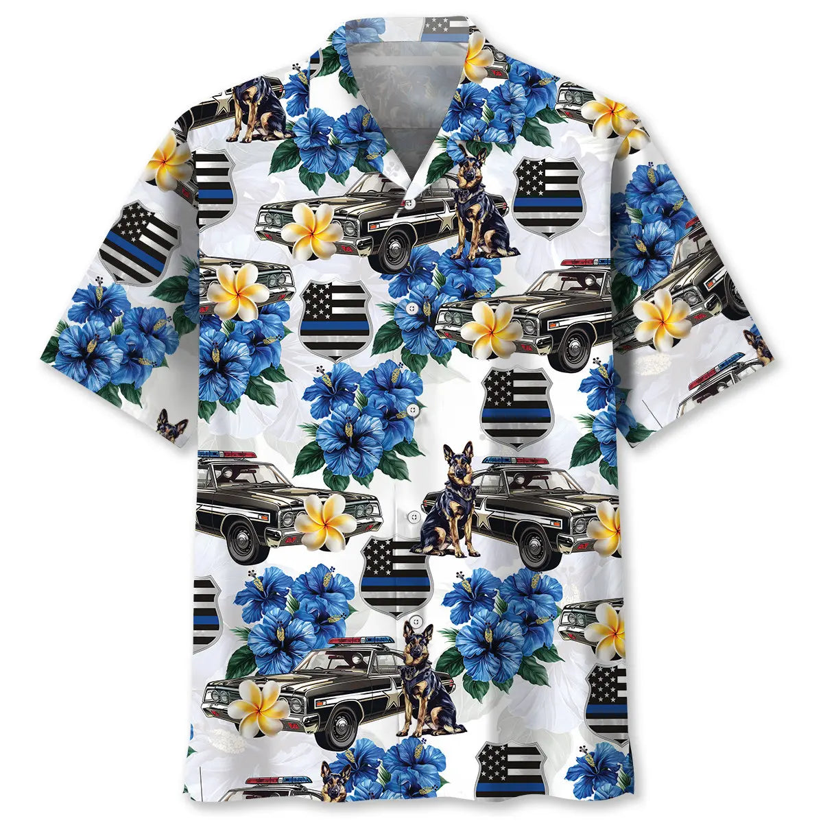 Hawaiian Shirt / Adults / S Summer Old Car Police Hawaiian Shirt