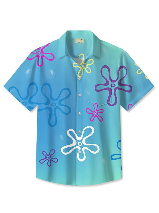 Hawaiian Shirt / Adults / S Summer Ombre Flower Plant Casual Vacation Hawaiian Shirt