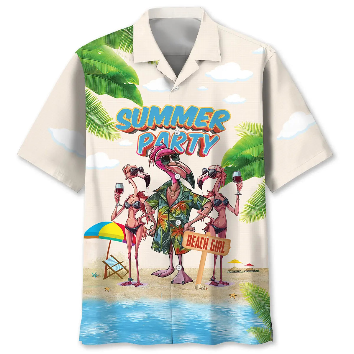 Hawaiian Shirt / Adults / S Summer Party Flamingo Hawaiian Shirt