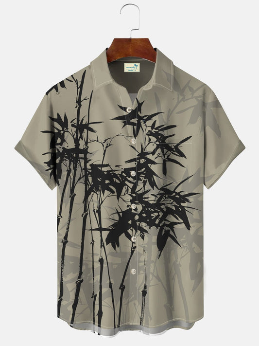 Hawaiian Shirt / Adults / S Summer Plant Bamboo Button Casual Vacation Men's Hawaiian Shirt