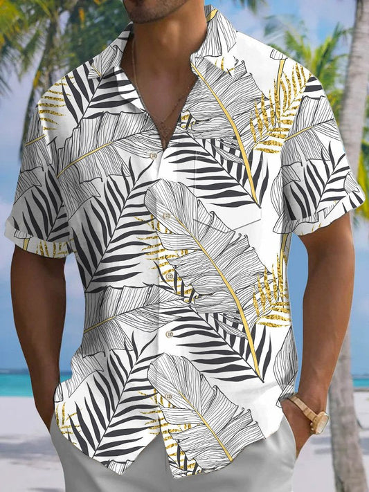 Hawaiian Shirt / Adults / S Summer Plant Leaves Beach Casual Vacation Hawaiian Shirt