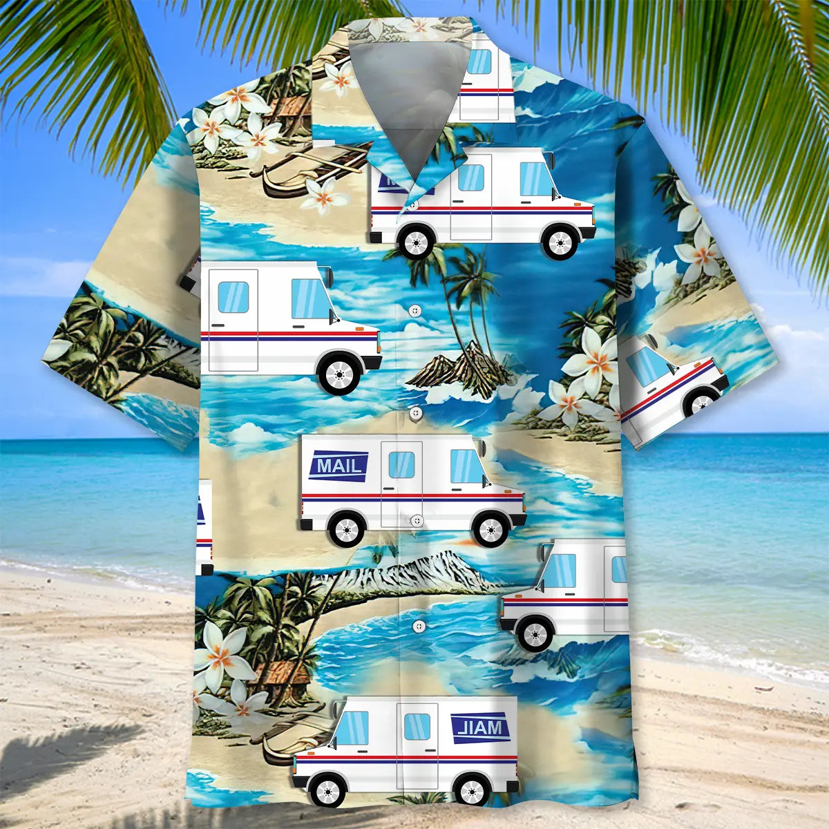 Summer Postal Service Car Hawaiian Shirt