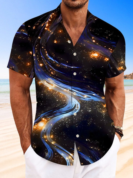 Hawaiian Shirt / Adults / S Summer Starry Sky Fluorescent 3D Stereo Leisure Vacation Hawaiian Shirt