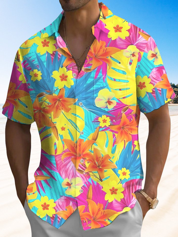Hawaiian Shirt / Adults / S Summer Tropical Plant Flower Casual Beach Vacation Hawaiian Shirt
