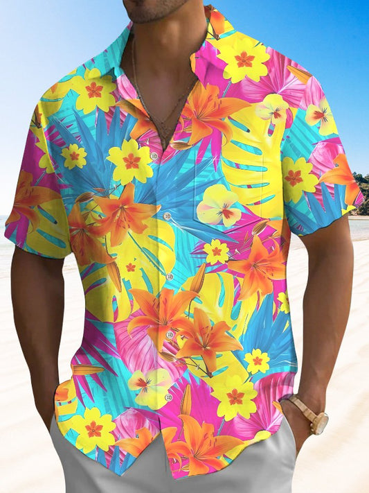 Hawaiian Shirt / Adults / S Summer Tropical Plant Flower Casual Beach Vacation Hawaiian Shirt