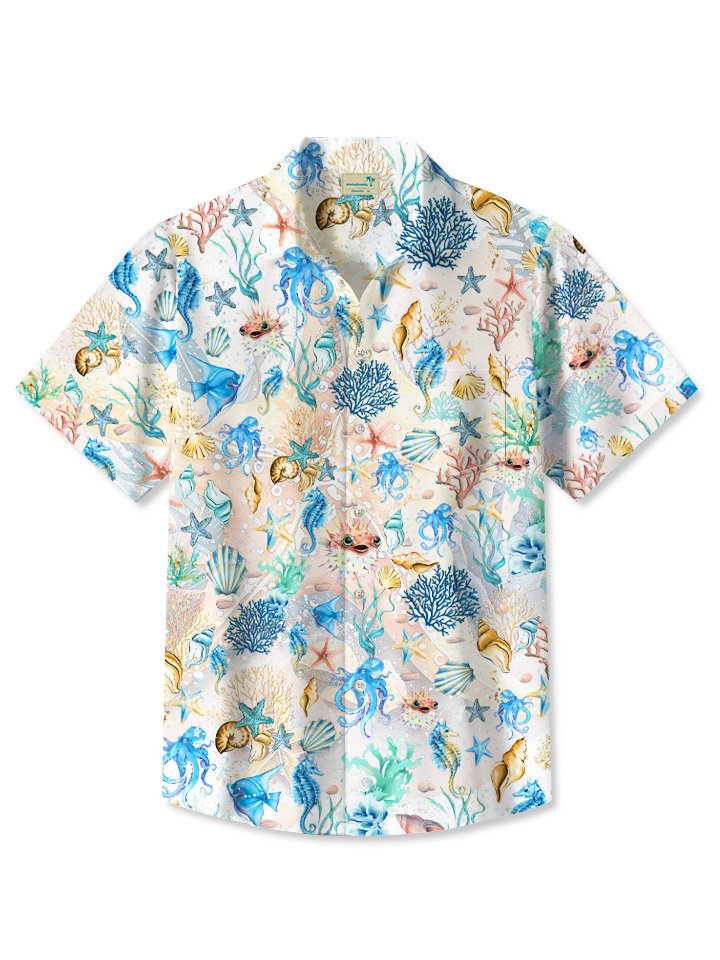 Hawaiian Shirt / Adults / S Summer Tropical Sea Life Beach Casual Hawaiian Shirt