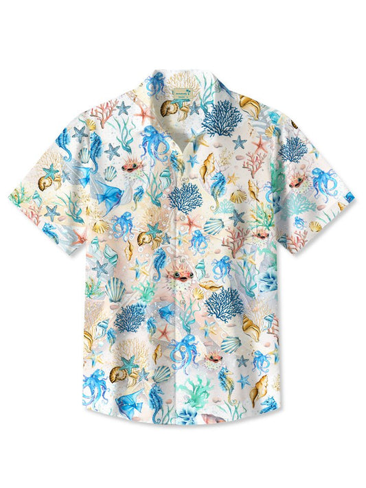Hawaiian Shirt / Adults / S Summer Tropical Sea Life Beach Casual Hawaiian Shirt