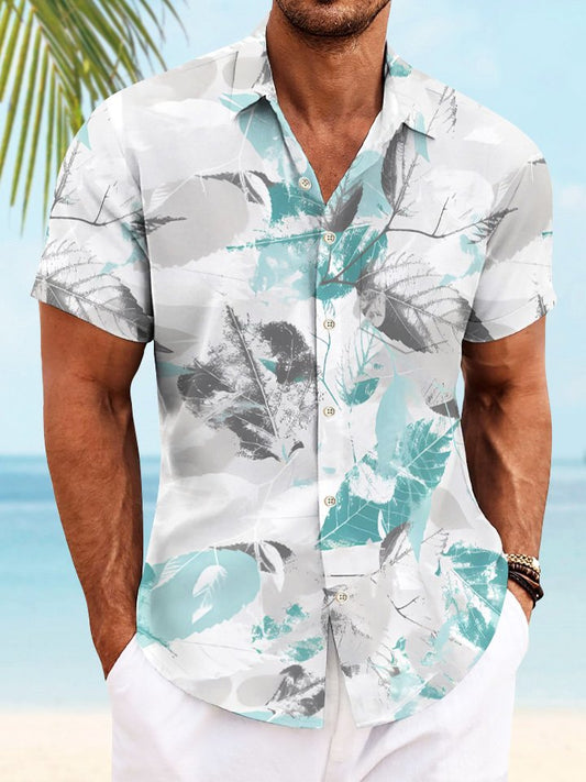 Hawaiian Shirt / Adults / S Summer Tropical Vegetation Leaves Contrast Color Beach Leisure Vacation Hawaiian Shirt