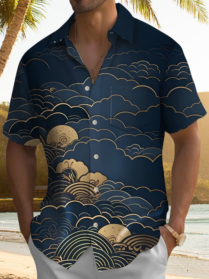 Hawaiian Shirt / Adults / S Summer Wave Beach Vacation Casual Hawaiian Shirt