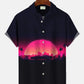 Hawaiian Shirt / Adults / S Sunset Coconut Tree Car Men Button Button Casual Hawaiian Shirt