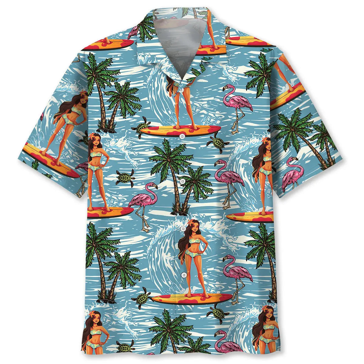 Hawaiian Shirt / Adults / S Surfing Aloha Girl Hawaiian Shirt