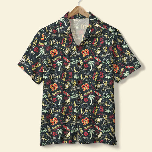 Hawaiian Shirt / Adults / S Surfing Unisex Hawaiian Shirt Aloha Shirt Summer Vibe Cute Surf Beach Cartoon Pattern