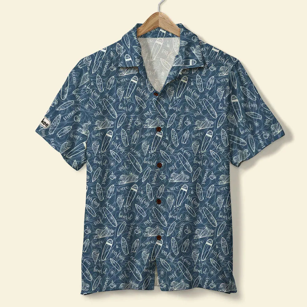 Hawaiian Shirt / Adults / S Surfing Unisex Hawaiian Shirt Aloha Shirt Summer Vibe Dark Blue Style Surfing Boards