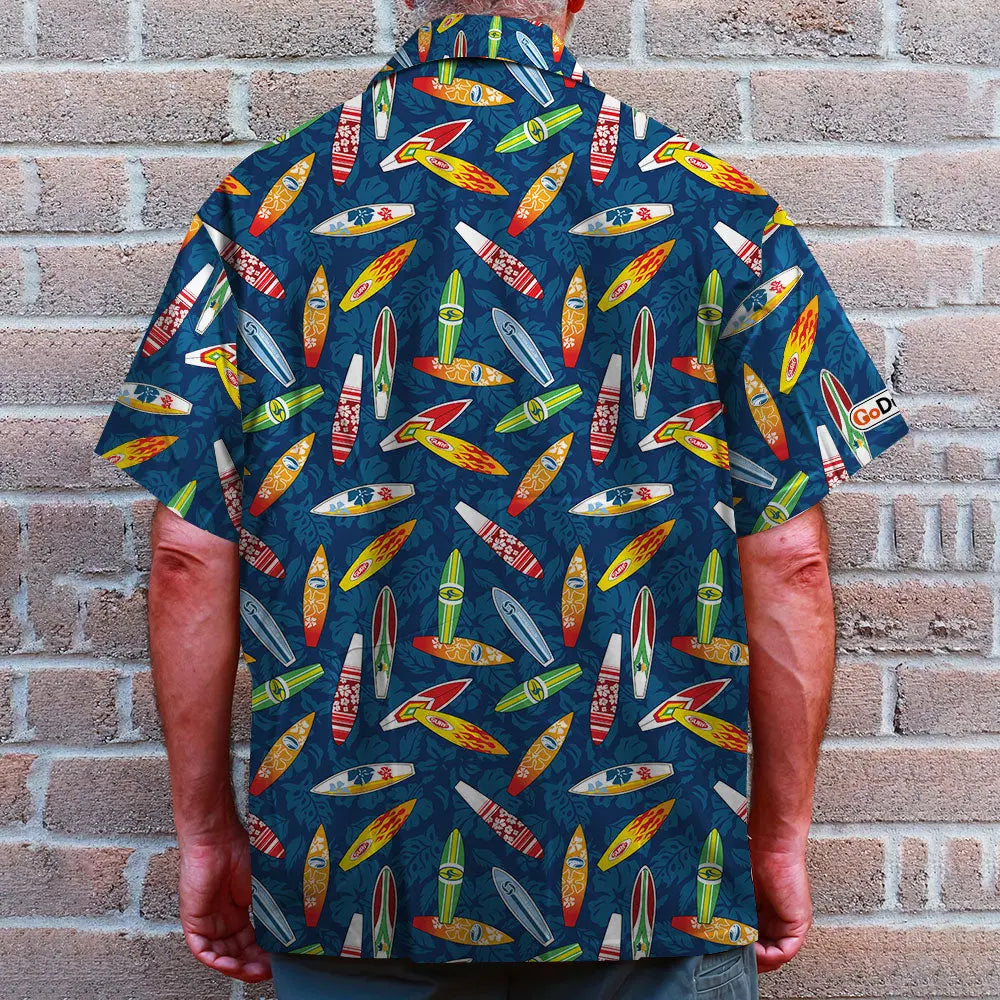 Surfing Unisex Hawaiian Shirt Aloha Shirt Summer Vibe Surfboard Hibiscus Pattern