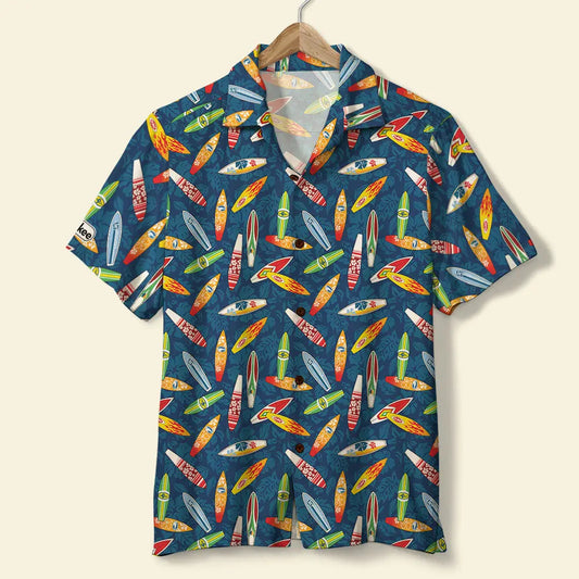 Hawaiian Shirt / Adults / S Surfing Unisex Hawaiian Shirt Aloha Shirt Summer Vibe Surfboard Hibiscus Pattern