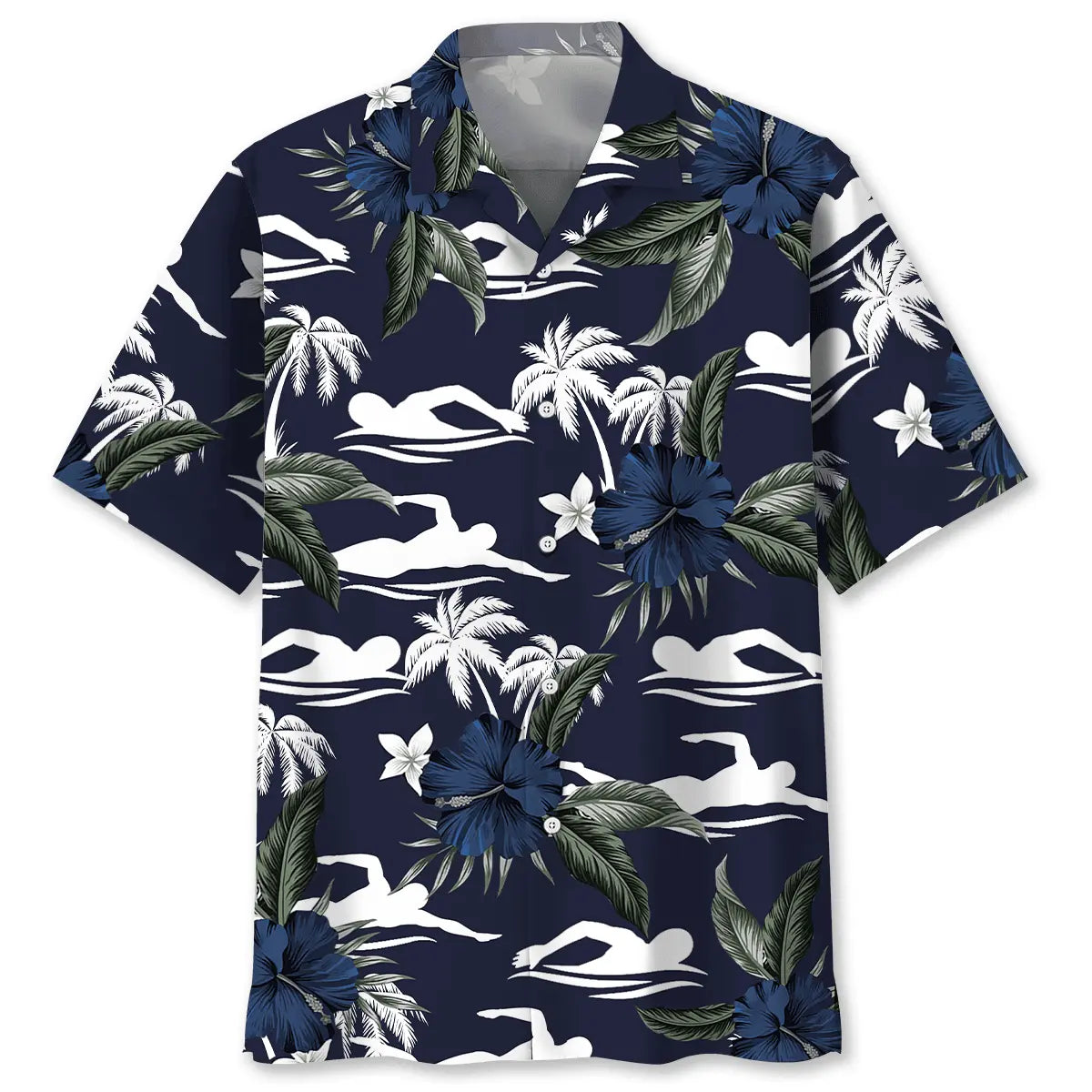 Hawaiian Shirt / Adults / S Swimming Hibiscus Hawaiian Shirt