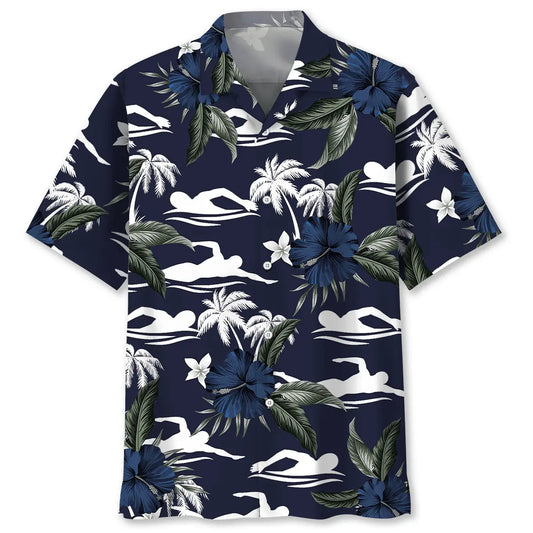 Hawaiian Shirt / Adults / S Swimming Hibiscus Hawaiian Shirt