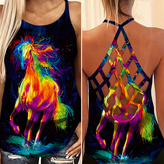 Rainbow Horses Run Free Limited Edition – Hollow Tank Top