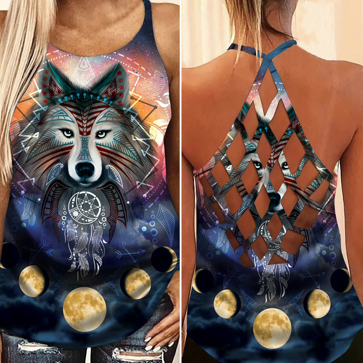 Native Wolf Dream Moon Limited Edition – Hollow Tank Top