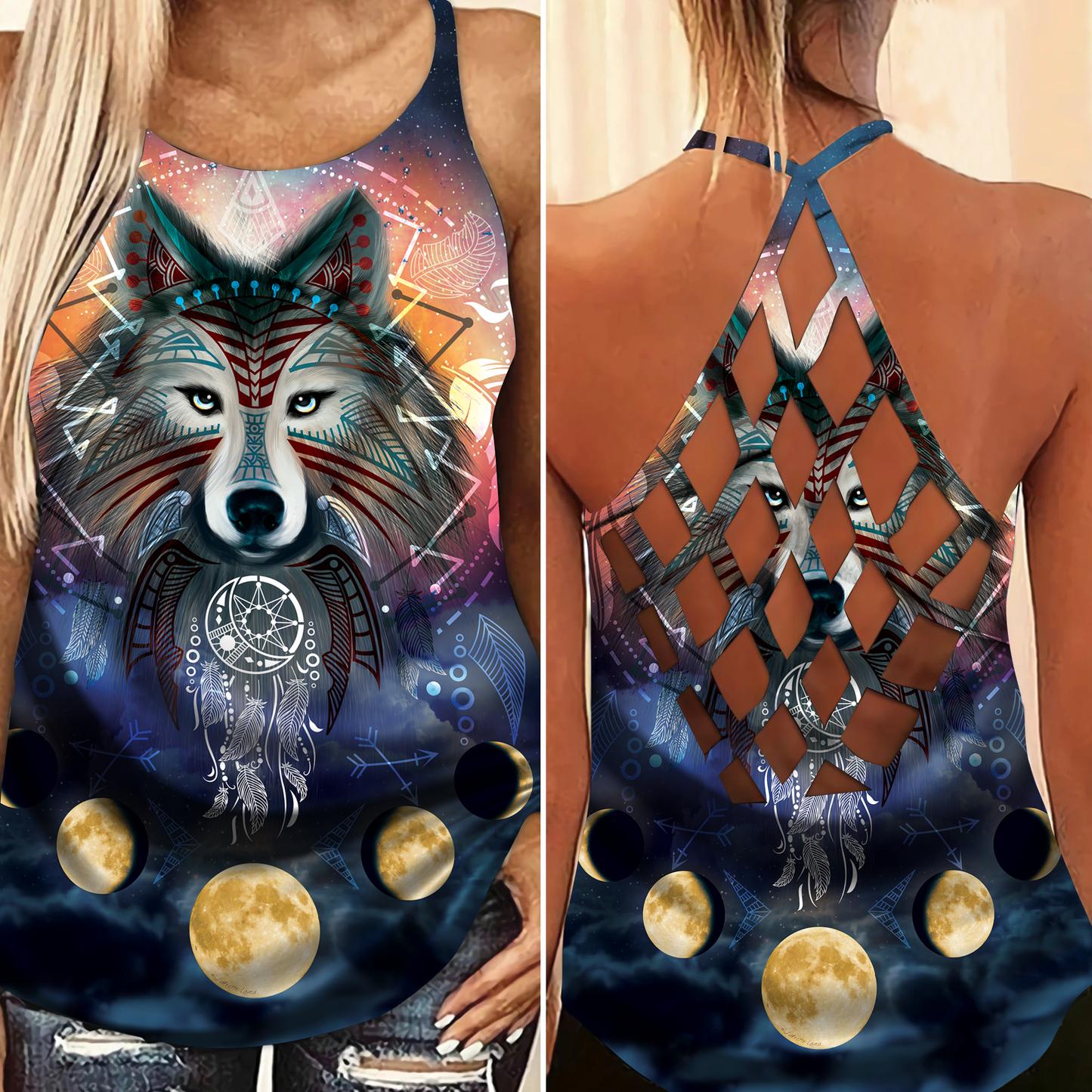 Native Wolf Dream Moon Limited Edition – Hollow Tank Top