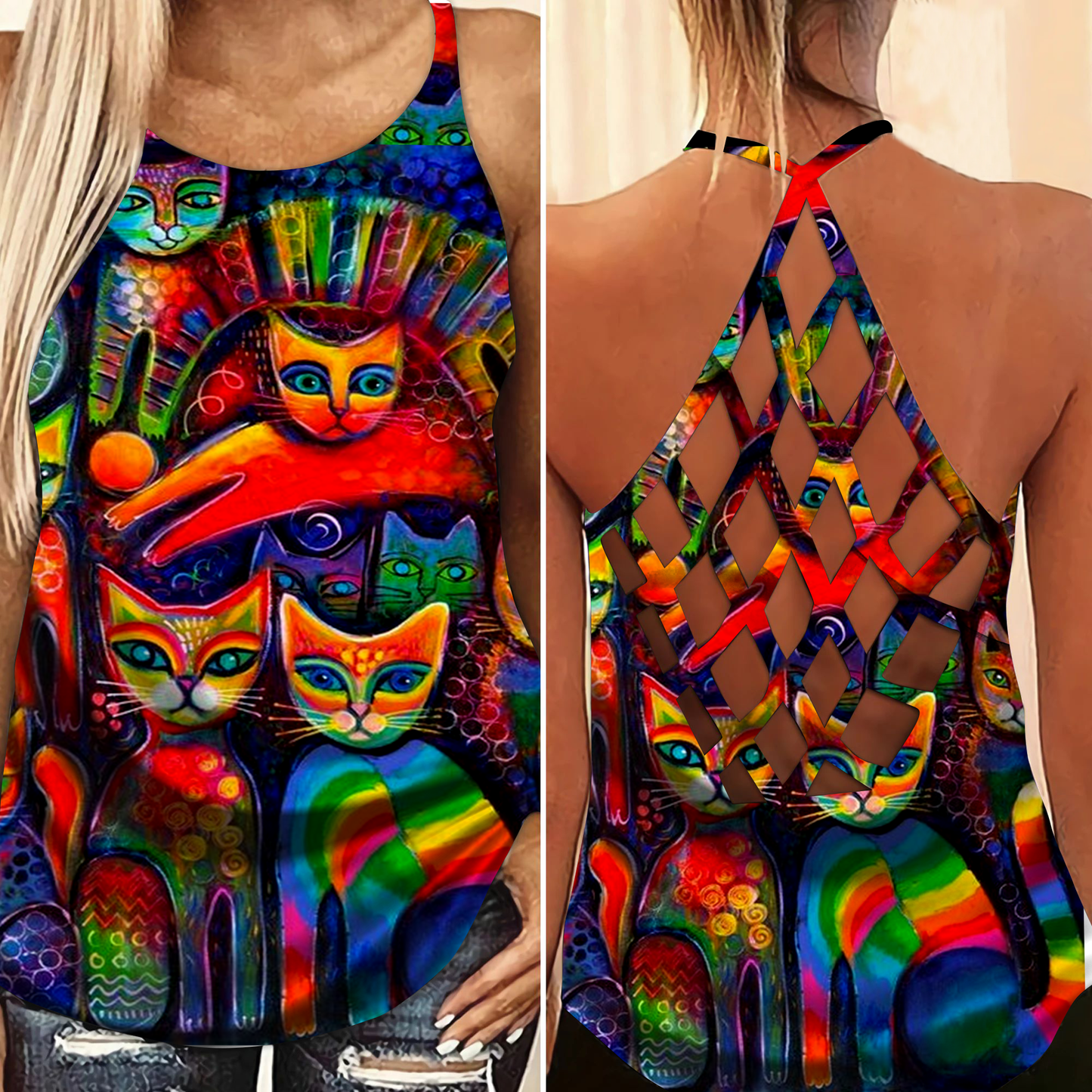 Rainbow Cats Love Colors Limited Edition – Hollow Tank Top