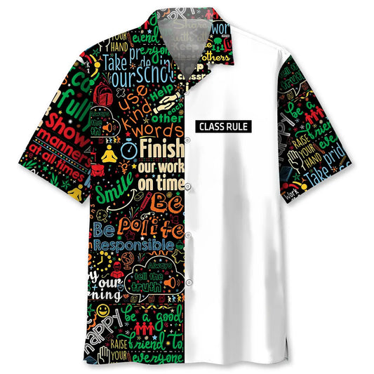 Hawaiian Shirt / Adults / S Teacher Class Rules Hawaiian Shirt