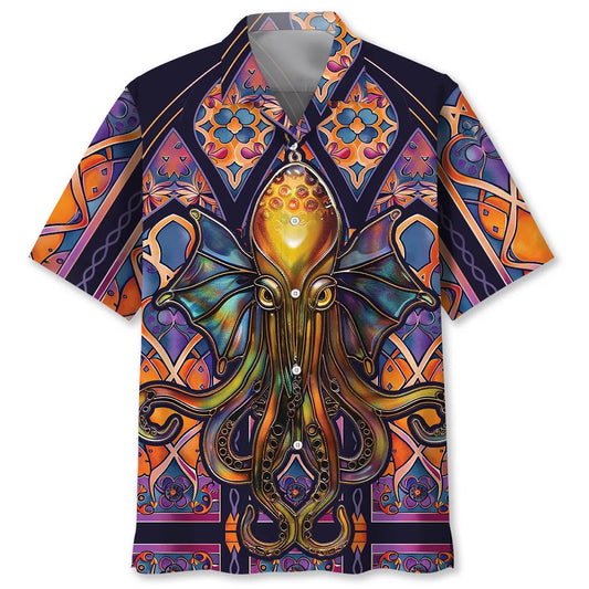 Hawaiian Shirt / Adults / S Temple Of Octopus Art Hawaiian Shirt