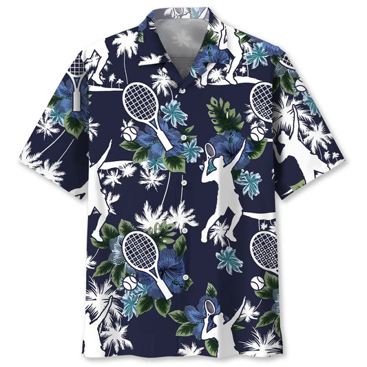 Hawaiian Shirt / Adults / S Tennis Blue Nature Hawaiian Shirt