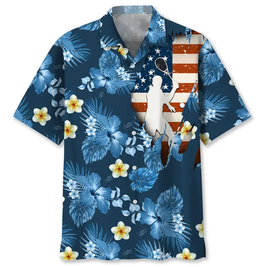 Hawaiian Shirt / Adults / S Tennis Usa Blue Tropical Hawaiian Shirt