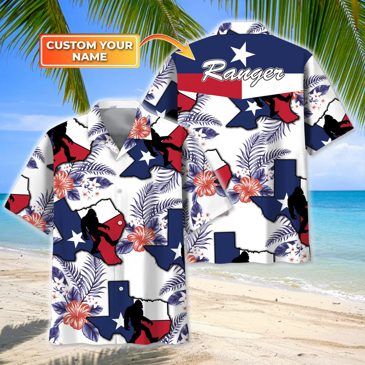 Hawaiian Shirt / Adults / S Texas Bigfoot Custom Name Hawaiian Shirt