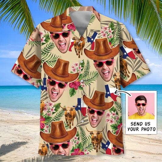 Hawaiian Shirt / Adults / S Texas Cowboy Custom Photo Hawaiian Shirt