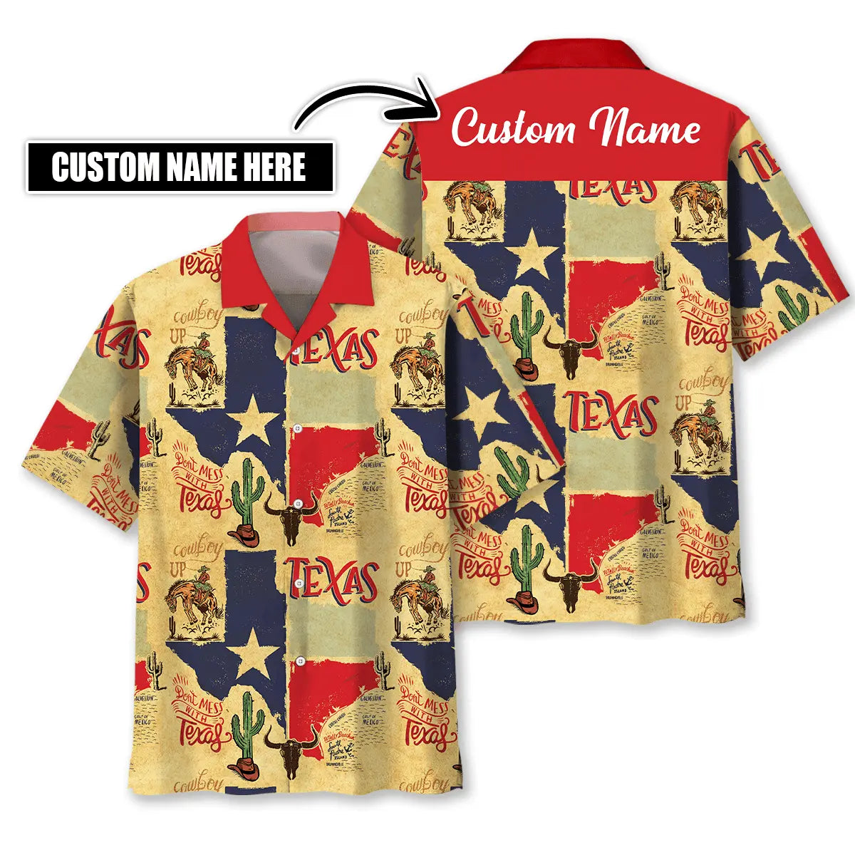 Hawaiian Shirt / Adults / S Texas State Vintage Custom Name Hawaiian Shirt