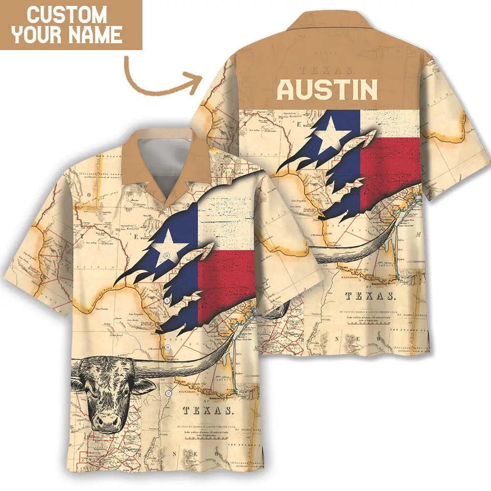Hawaiian Shirt / Adults / S Texas Vintage Custom Name Hawaiian Shirt