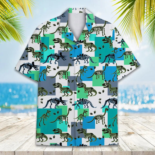 Hawaiian Shirt / Adults / S Dinosaur T-rex Bones Unisex Hawaiian Shirt Aloha Shirt