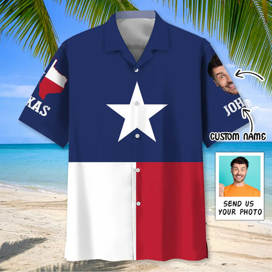 Hawaiian Shirt / Adults / S The Lone Star State Custom Name Custom Photo Hawaiian Shirt