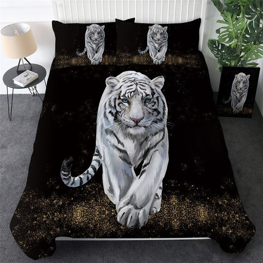 White Tiger Wildlife Bedding Cover For Nature Bedroom Decor