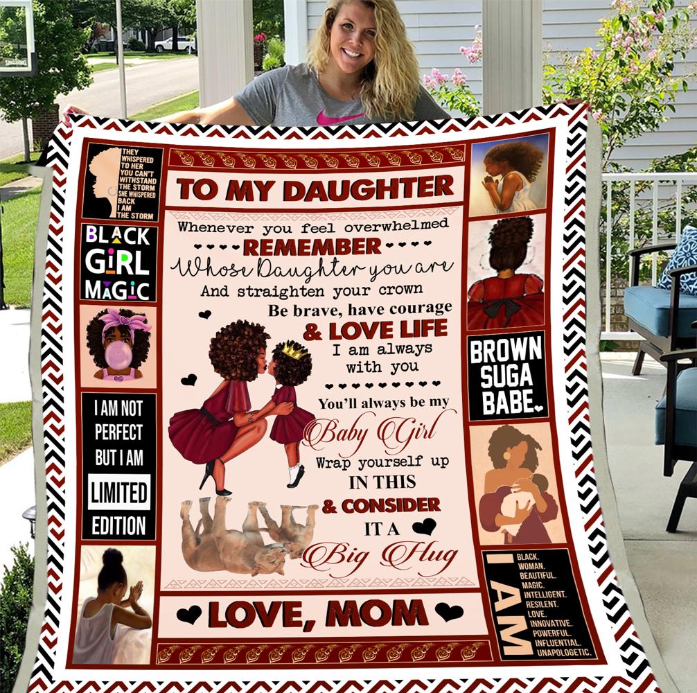 Black Woman To My Daughter From Mom Flannel Blanket For Living Room And Bedroom Styling