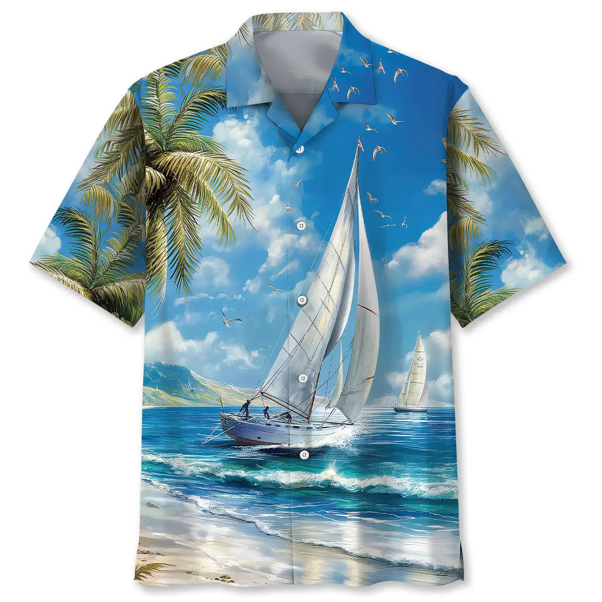 Hawaiian Shirt / Adults / S Tranquil Sailboat Vintage Hawaiian Shirt